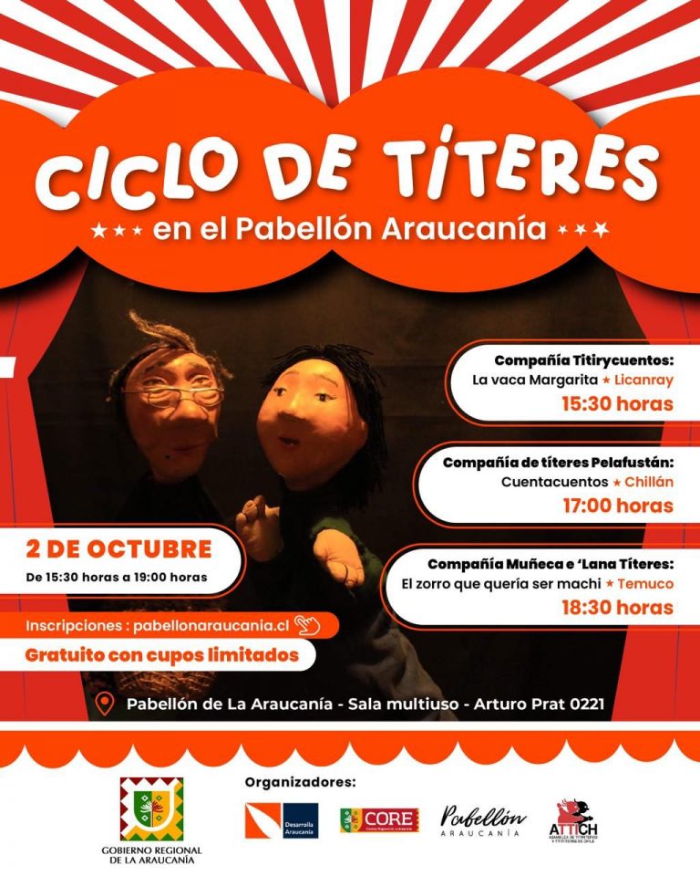 Ciclo de títeres se presentará en el Pabellón Araucanía este fin de semana